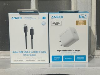 Anker 20w Usb C Charger with Anker 322 Usb C to Usb C Cable 3ft Braided set