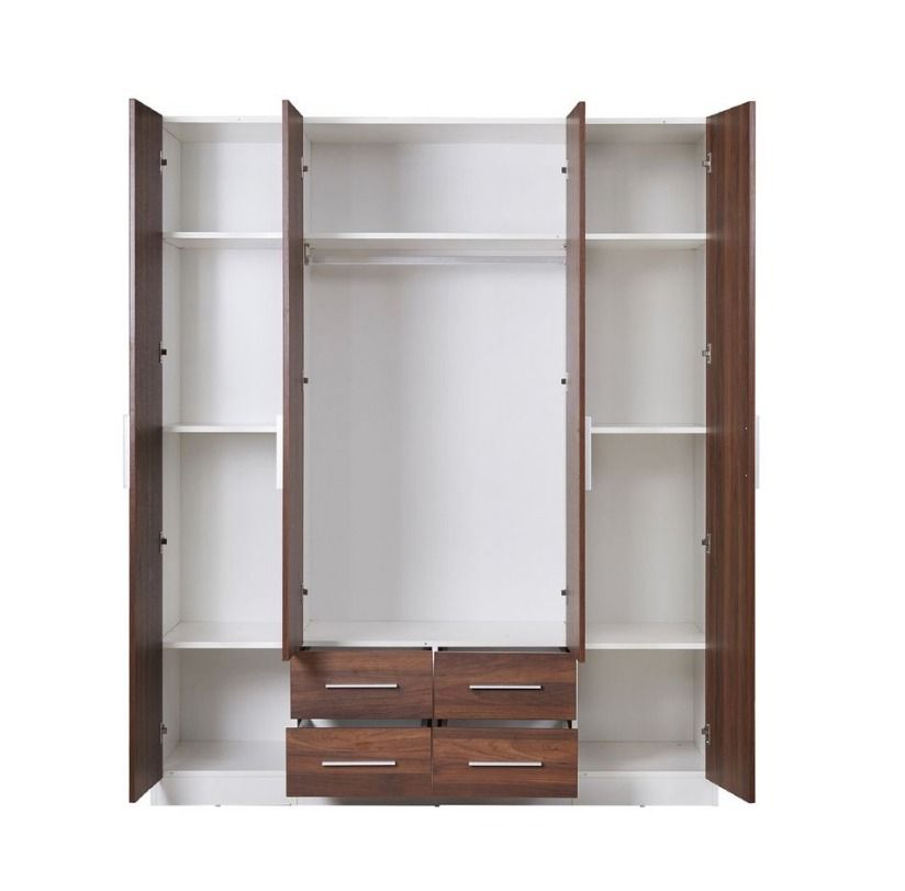 BIG SALE! ZETLAND WARDROBE 4 DOOR 4 DRAWER WITH MIRROR WALNUT For only 674.99 , Home