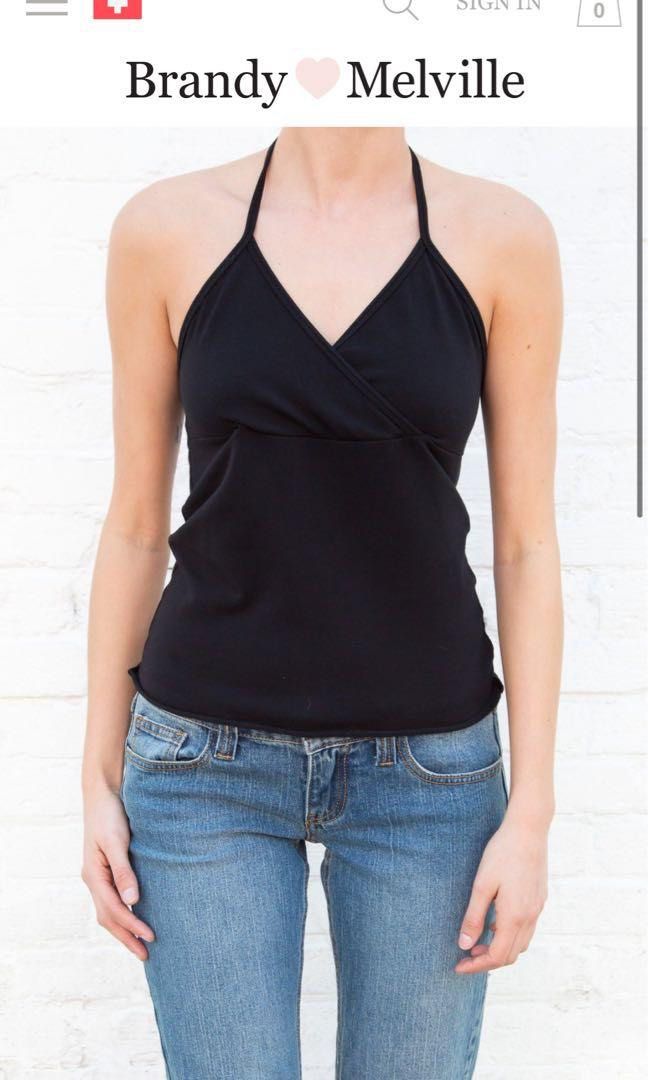 brandy melville black halter top