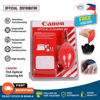 Canon 7 in 1 Camera Cleaning Kit Professional DSLR Sony Fujifilm Nikon Canon SLR Lens Cleaning Tool with Portable Storage Bag Including Air Blower Lens for Cleaning Camera Body and Lenses Surface Digital and Analog Photographic Devices - VMI Direct
