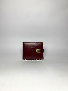 Cartier Vintage Burgundy Leather Kisslock Bifold Wallet