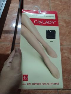 City Lady Full Support Pantyhose Stockings (Black)