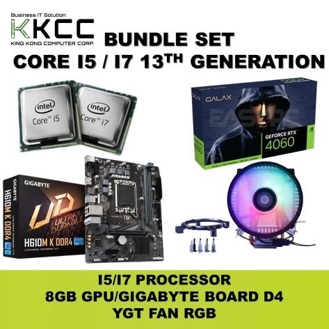 CORE i5/i7 13TH GENERATION BUNDLE SET BRAND NEW (Category: Computer Parts) located in Mandaluyong City. Submitted by kingkongcomputercorp (Listing ID 1296469615, Image 1). Description: Thank you for visiting the King Kong Computer Corp., Carousell store.😉 BRAND NEW BUNDLE: 🟢BUNDLE SET #1 -PROCESSOR CORE i5-13500T -MOTHERBOARD H610M-K(GIGABYTE) -FAN CL2913 RGB(YGT) PRICE: 17,200 🟢BUNDLE SET #2 -PROCESSOR CORE i7-13700 -MOTHERBOARD H610M-K(GIGAB