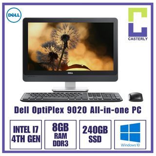 Dell OptiPlex 9020 | All in One PC | Intel Core I7 4th Gen | 8GB DDR3 Ram | 240GB SSD | 23 Inches FHD Display | Windows 10 Ready | Upgradable Memory / SSD