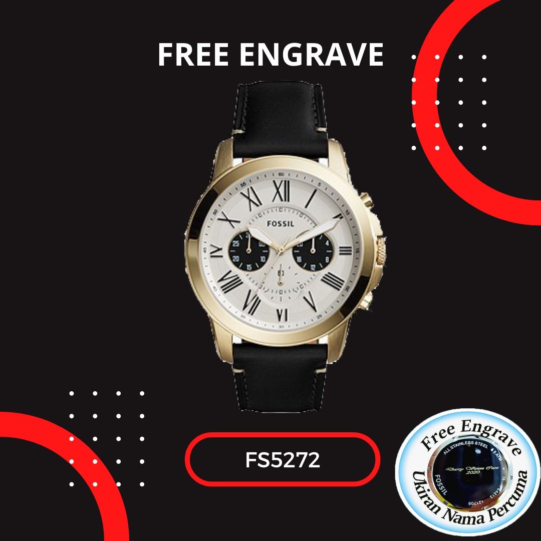 Fossil FS5272 Black Leather Men s Watch with complete set Free Bracelet Free Engrave Men s Fashion Watches Accessories Watches on Carousell