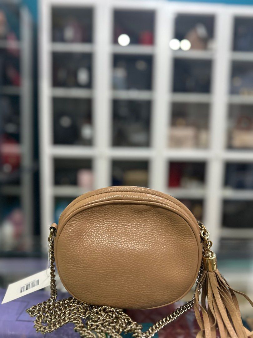 Gucci Soho Disco Round Sling Bag in Beige
