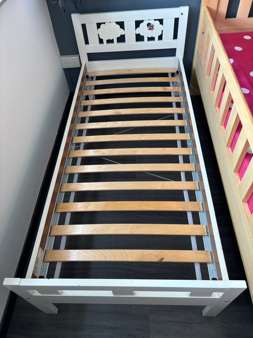 IKEA KRITTER Bed frame with slatted bed base white 70x160 cm