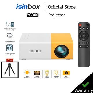 isinbox YG300 Portable Projector 1080P LED Home Mini Projector Supported Phone Laptop Connection