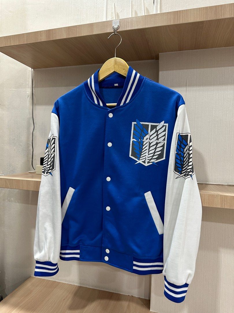 Aot Blue Jacket Jaket Survey Corps Baseball Blue Attack On Titan