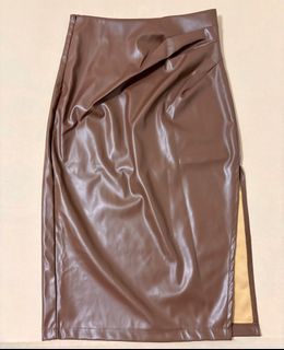 Brown High Waist Leather skirt