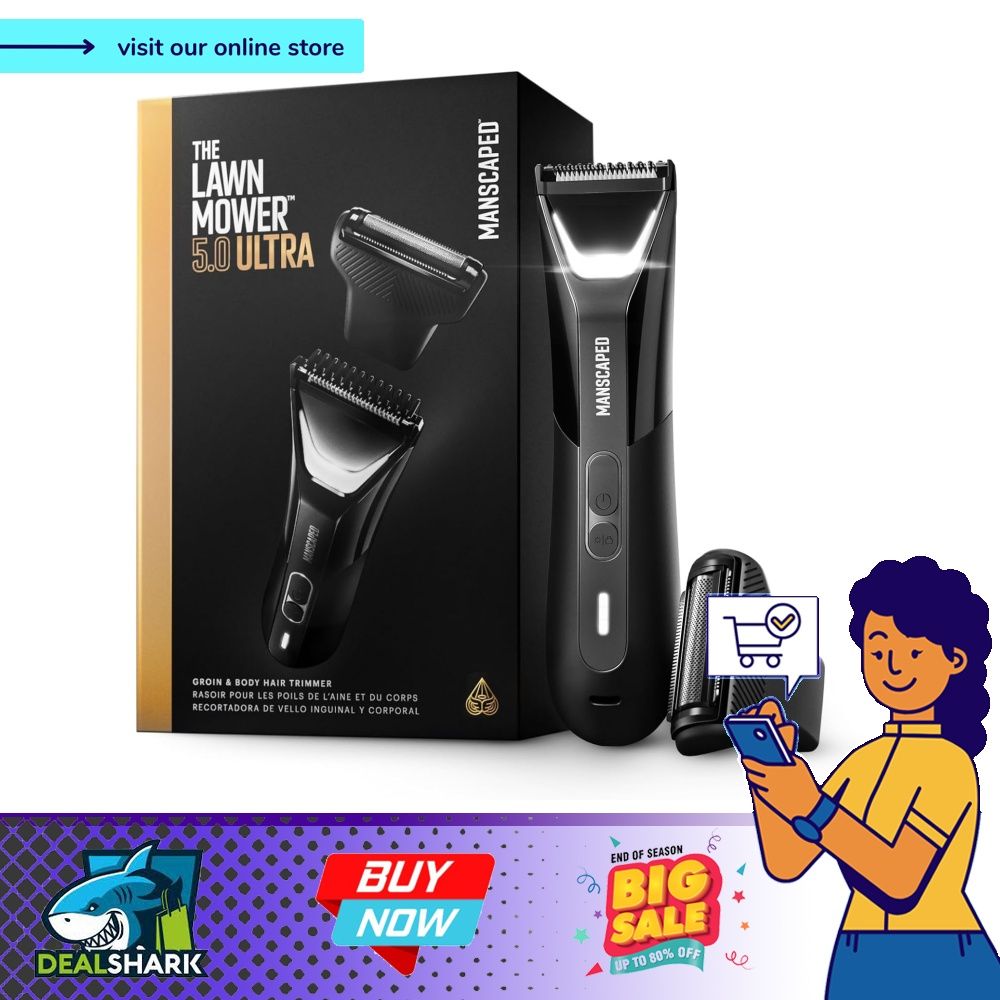 MANSCAPED The Lawn Mower 5.0 ULTRA Groin Body Hair Trimmer Dual Head SkinSafe Trimmer Foil Blades Waterproof Wet Dry Groomer USB C