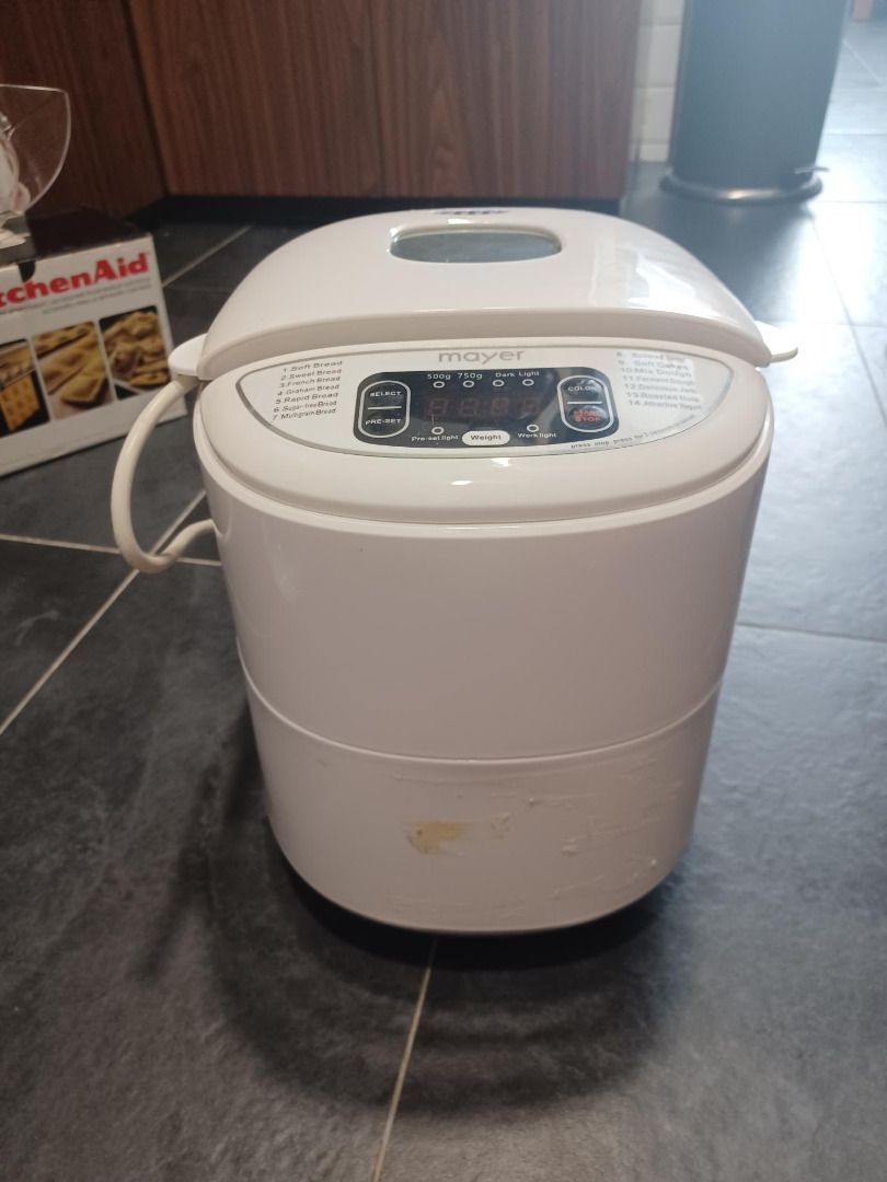 Mayer Bread Maker (Category: Breadmakers) located in Singapore. Submitted by adashoflove (Listing ID 1296452943, Image 2). Description: Used once only, functioning well. No Box Pick up at 519492, Pasir Ris, near Downtown East mall. Please arrange your own transport or pick up. .