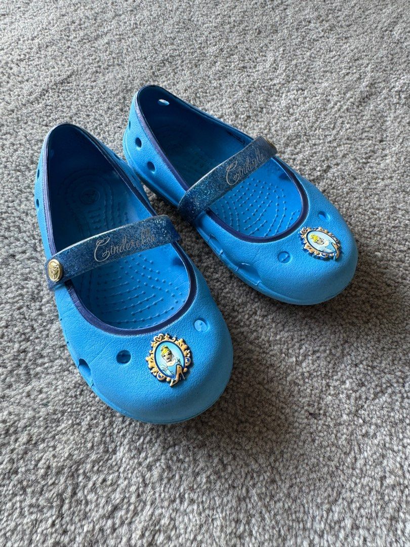 Mint Crocs Kids Disney Princess Cinderella Blue Mary Jane Shoes Size C8 Babies Kids Babies Kids Fashion on Carousell