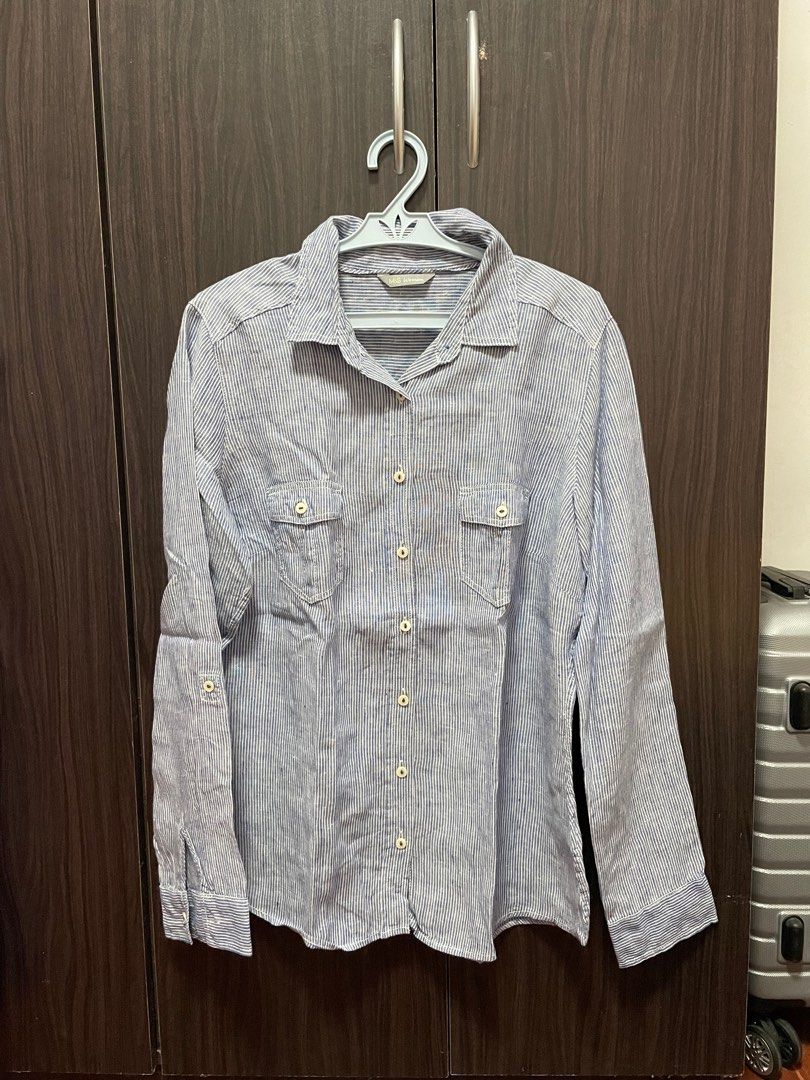 M S Blue White Stripes Polo Shirt