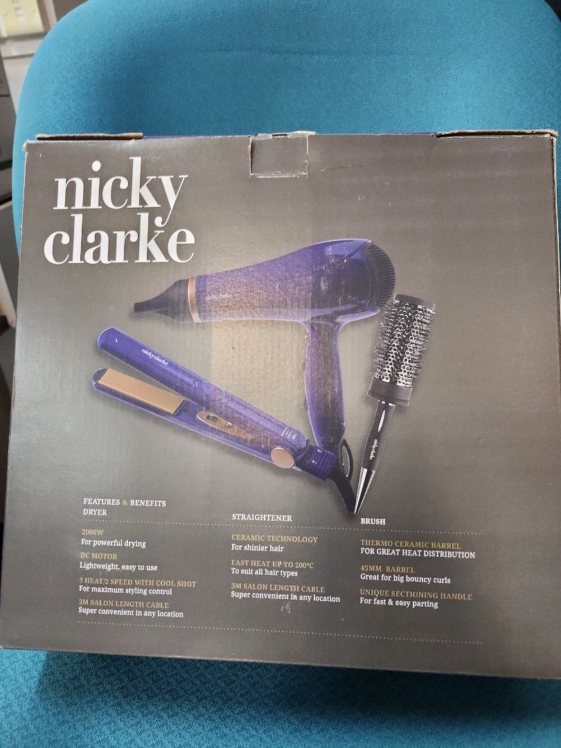 Nicky Clarke Dry and Style Gift Set Hair Dryer Hair Straightener and Brush Beauty Personal Care Hair on Carousell