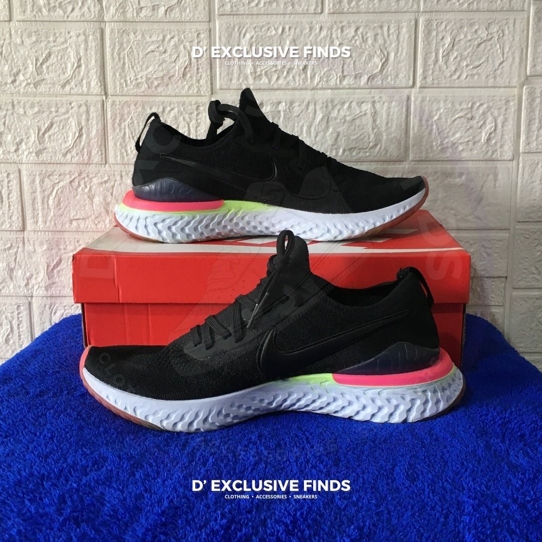 Nike Epic React Flyknit 2 Black Sapphire Hyper Pink Size 11.5