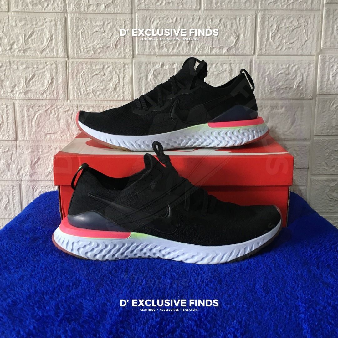 Nike Epic React Flyknit 2 Black Sapphire Hyper Pink Size 11.5 Men s Fashion Footwear Sneakers on Carousell