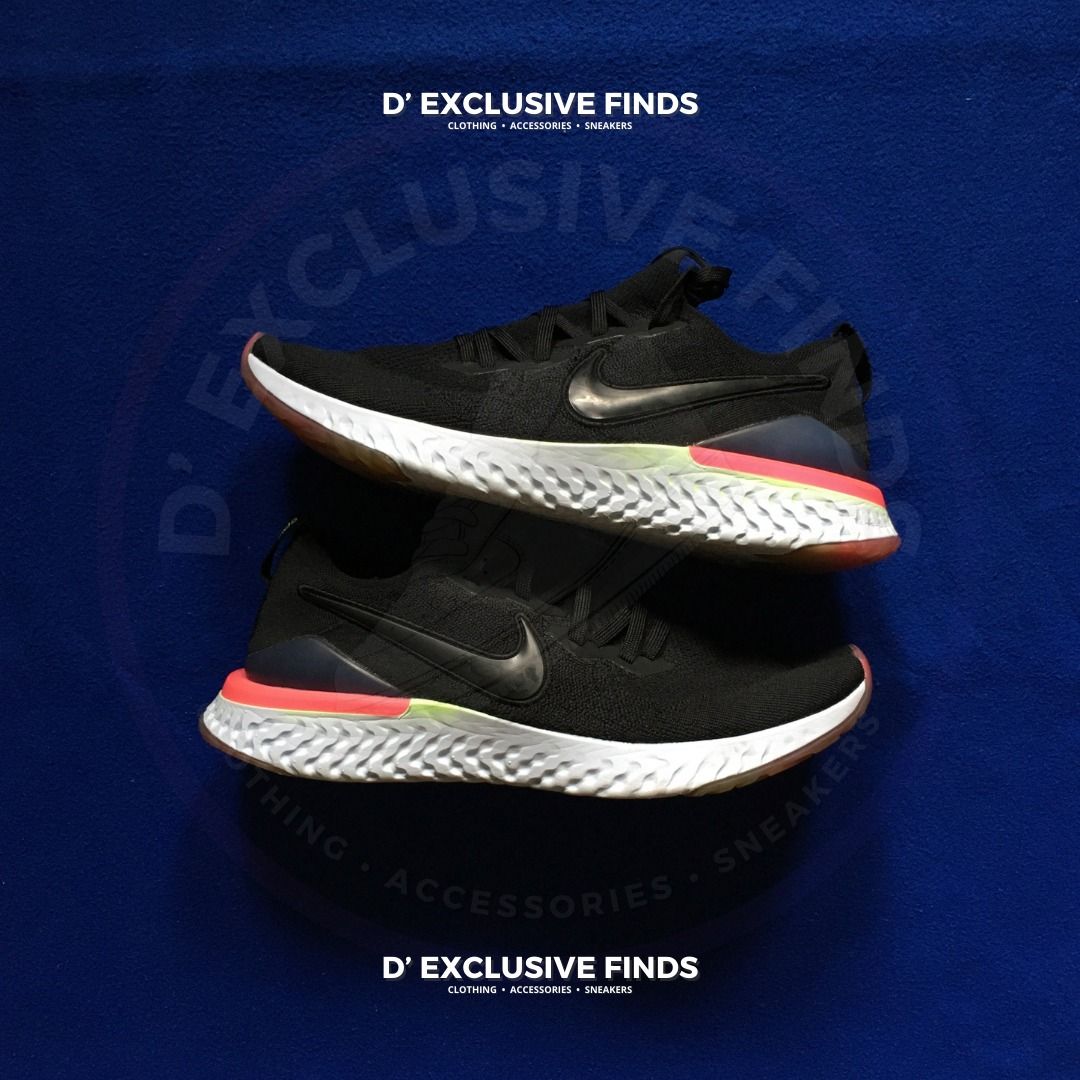 Nike Epic React Flyknit 2 Black Sapphire Hyper Pink Size 11.5 Men s Fashion Footwear Sneakers on Carousell