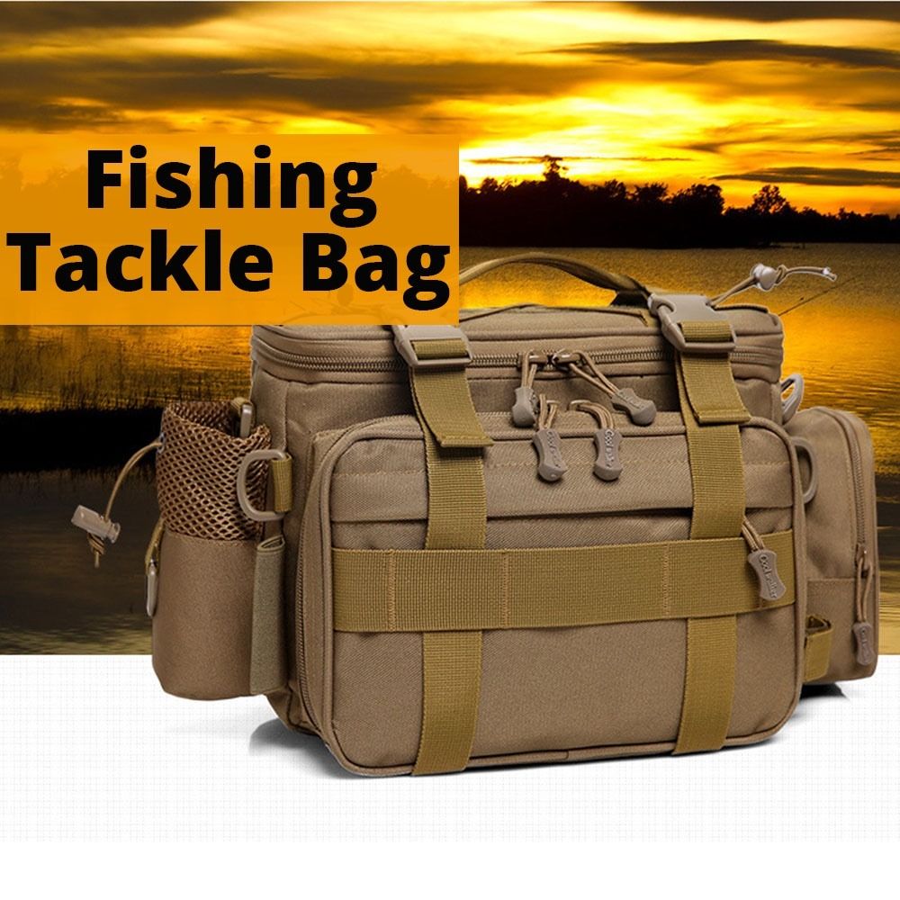 Nylon Fabric Fishing Pouch / Waterproof Fishing Backpack / Shockproof Fishing  Tackle Bag / Fishing Sling Bag, Sports Equipment, Fishing on Carousell