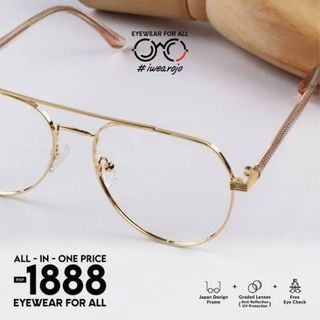 OJO EYEWEAR  Graded Lens - Unisex Gold Premium Japan Vintage Style  Prescription Glasses (Changeable Lenses)