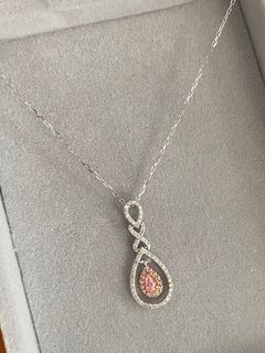 Pink Diamond with White Diamond Necklace 18K Gold HK Setting