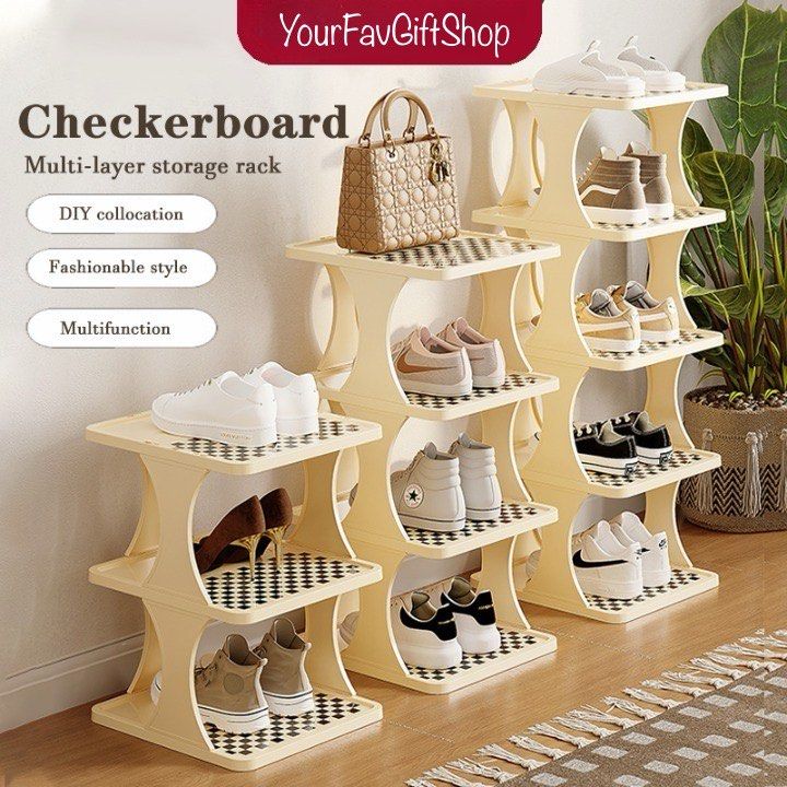 Plastic Shoe Rack Multilayered Doorway Single Column Shoe Storage Organiser Shelf Rack Durable Shoe Rack Simplistic HDB Shoe Organiser Single Tier Shelf Rack Home Furniture Furniture
