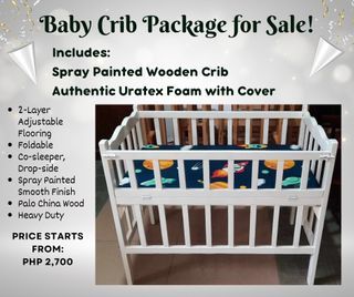 Quality Smooth Spray Painted Baby Crib With Uratex Foam and Cover
