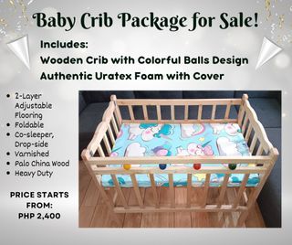Quality Smooth Varnished Baby Crib With Uratex Foam and Cover