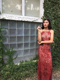 Red Lace Long Dress