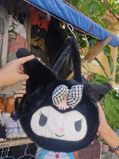 Sanrio Anime Kuromi Plush  Winter Style Bag Single Shoulder Bag Student Handbag Girl Gift Toys