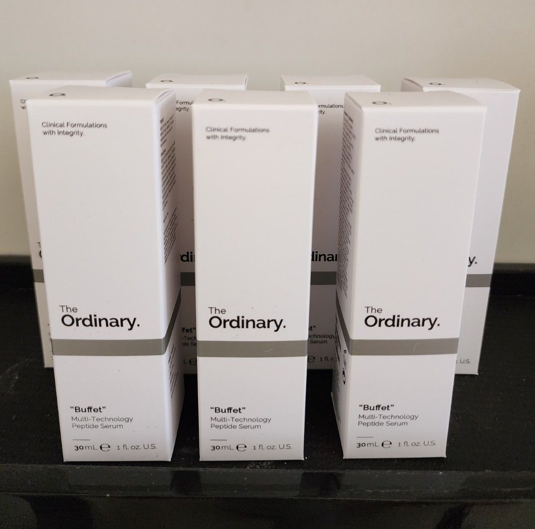 The Buffet (The Ordinary) (Category: Face Care) located in Cebu City. Submitted by kfc40 (Listing ID 1296418284, Image 1). Description: The Ordinary Buffet is an all-rounder serum that helps to improve overall skin health. The anti-ageing serum contains a blend of peptides, amino acids and hyaluronic acid that deeply hydrates the skin and fights visible signs of ageing like fine lines and wrinkles..