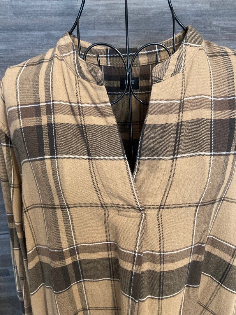 Uniqlo Brown chequered dress size S long sleeves , Women's Fashion, Dresses  & Sets, Dresses on Carousell