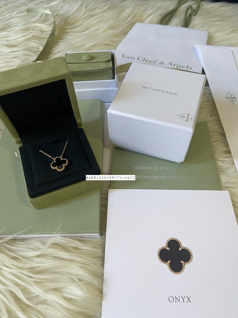 Van Cleef And Arpels Vintage Alhambra pendant (Category: Luxury Accessories) located in Las Pinas. Submitted by bagsandeverything_02 (Listing ID 1296412164, Image 2). Description: Brand new, store fresh Comes in complete packaging with 2 inches extension 100% authentic 240k VCA BLACK ONYX NECKLACE No to low baller. .