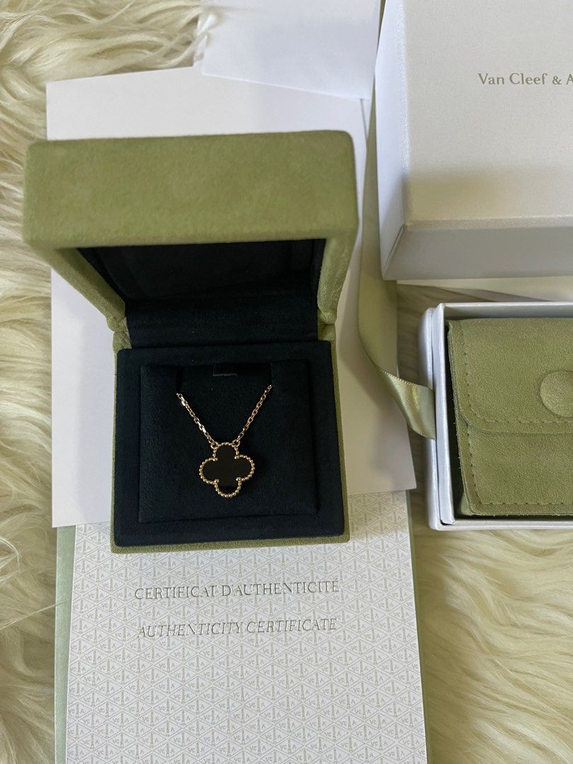 Van Cleef And Arpels Vintage Alhambra pendant (Category: Luxury Accessories) located in Las Pinas. Submitted by bagsandeverything_02 (Listing ID 1296412164, Image 3). Description: Brand new, store fresh Comes in complete packaging with 2 inches extension 100% authentic 240k VCA BLACK ONYX NECKLACE No to low baller. .