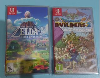 Zelda Links and Dragon Quest builder 2 switch games for two