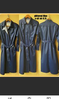 💥sold💥Button Down Dress Spring Trench Coat blue  and light gray