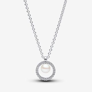 💎 SALE! PANDORA SPARKLING TREATED FRESHWATER CULTURED PEARL & PAVÉ COLLIER NECKLACE