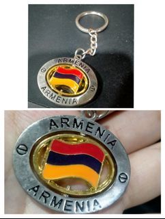 Armenia Stainless Steel Key Chain Souvenir Travel Collectible Traveling Eastern Europe Asia Accessory Bag Collector European Asian Accessories Key Ring Bags Luggage Style Traveler Keychain Collection Travels Worldwide Flag Patriotic Souvenirs Snow Country