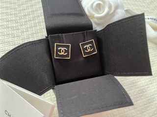 Authentic Chanel CC Square Earrings 23S