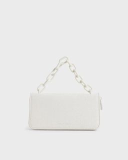 Authentic Charles and Keith Long Chain Wallet White