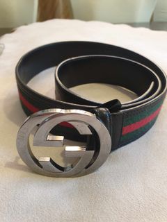 Authentic Gucci belt, 4cm width, metal logo buckle, serial number branded into belt, made in Italy