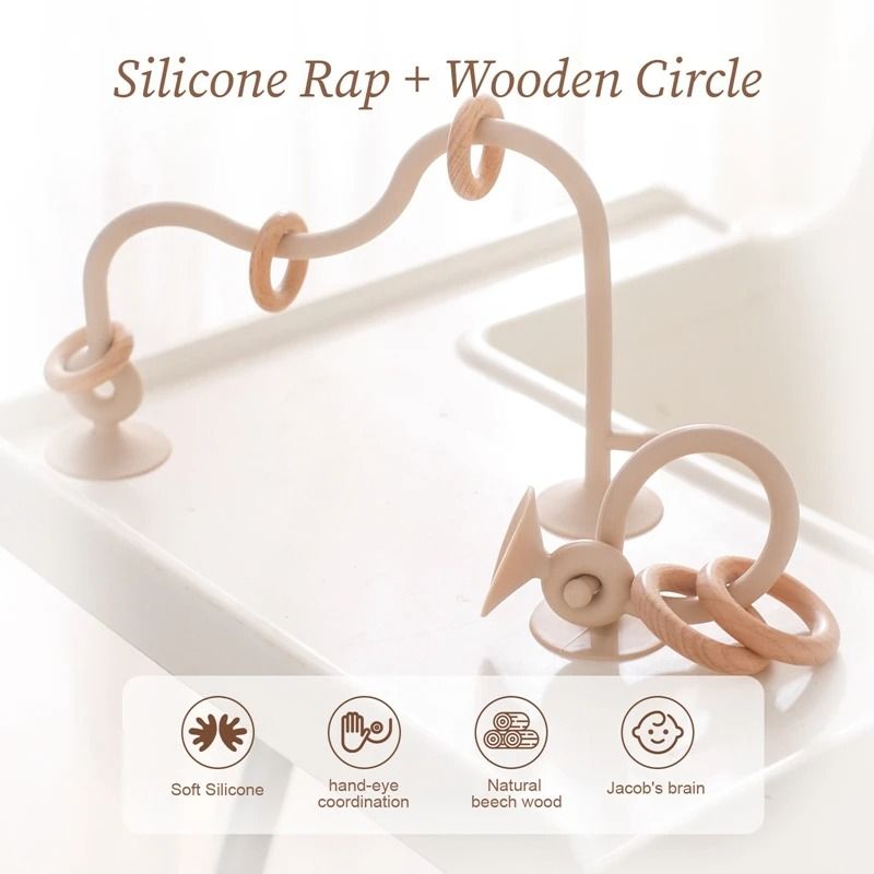 Baby Wood Ring Soft Silicone Teether Toys Kids Bitable BPA Free Teether Desktop Adsorbable Surround Montessori Puzzle Toys Gifts Carousell