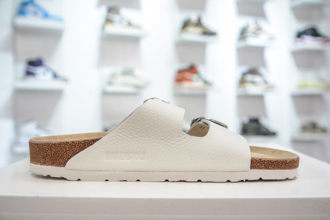 Birkenstock arizona natural leather white hotsell