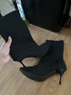 Black Knitted Heels Boots Stilettos