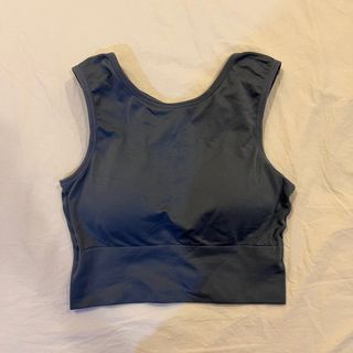 Blue sports bra sleeveless padded tank top