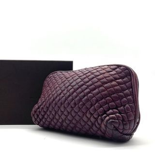 Bottega Veneta leather pouch purple with box