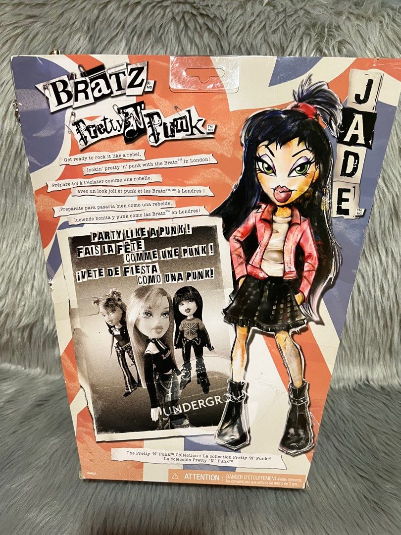 Bratz Pretty N Punk Jade Doll (Category: Kids Toys) located in Cebu City. Submitted by jayrassicpark (Listing ID 1300830136, Image 3). Description: Bratz Pretty 'N' Punk Doll Jade for sale for only ₱5000 Details: -1 Bratz doll (Jade - repro) -Brand New (NRFB) -Defect: The box is damaged; in-box collectors be warned (view the photo I posted for reference) -Comes with her complete accessories such as 2 outfits and a suitcase -Authentic toy from MGA