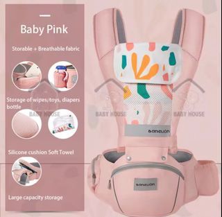 Breathable baby carrier with storage for diaper bottle phone