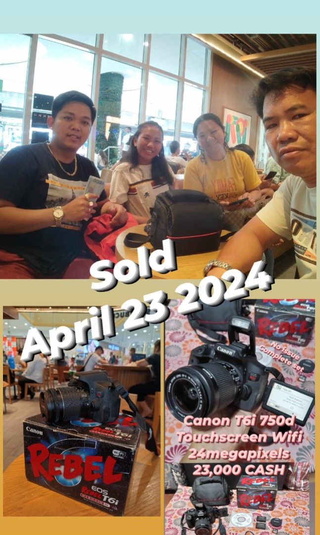 Canon Rebel T6i 750d Complete ✅ (Category: Cameras) located in Caloocan City. Submitted by mr.carlo_dslr_laptop (Listing ID 1296170715, Image 1). Description: Canon T6i 750d 24MP WIFI DSLR Camera Smooth Item Presentable Location Agad Kung Meet up Monumento Caloocan city Pwede iship sagot mo 500 Cod LBCcop Lalamove pwede din Gcash bayad fist Lahat ng nasa Photos Kasama Charger,2pcs battery,strap,lens cap, Free SD Card 16gb , Free Camera BAG CAMERA