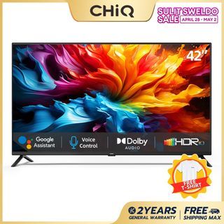 CHiQ L42G6F [FHD] 42 Inch Android 11 Smart TV Flat Screen LED Full HD Chromecast Screen Share Voice Control Dolby Netflix Youtube Audio-2x10W Speaker 1920x1080 42G6F Television【Free Wall Bracket & Voice Remote】